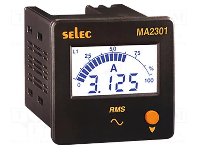 Ammeter; digital,mounting; I AC: 0÷5kA; True RMS; on panel; LCD SELEC MA2301-230V-CE