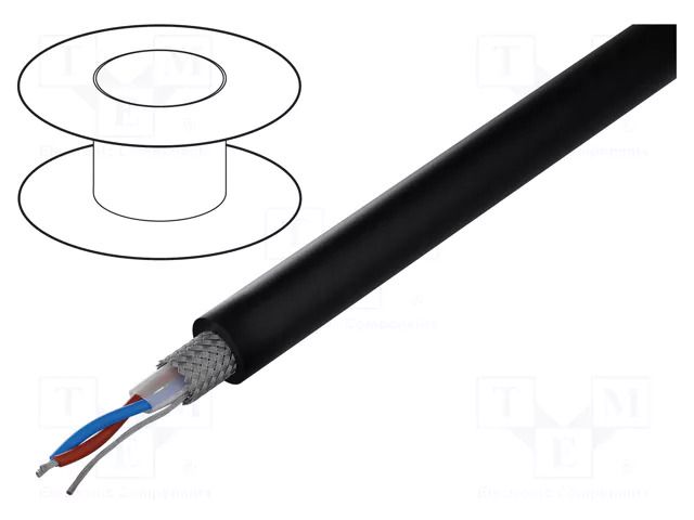 Wire: DMX; 2x0.35mm2; stranded; 110Ω; -30÷70°C; Colour: black; 100m TASKER TAS-TSK1038LSZH