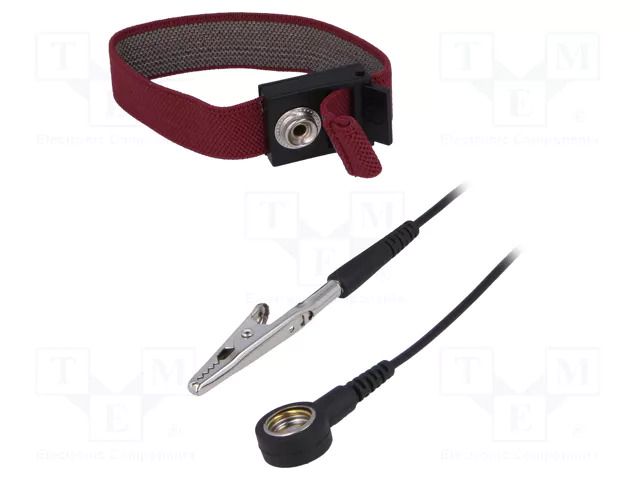 Wristband; ESD; Features: antialergic; red; 1.8m STATICTEC PRT-STW1120