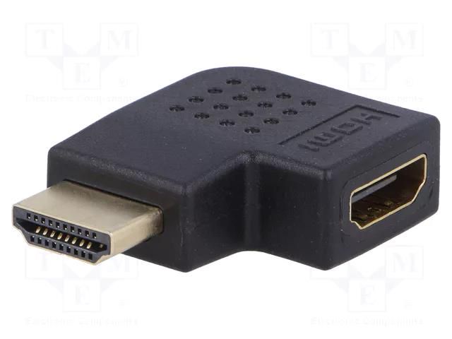 Adapter; HDMI socket,HDMI plug 90° left/right; HDMI 1.4; black AKYGA AK-AD-45