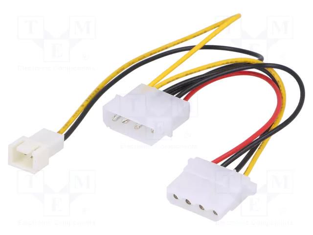 Cable: mains; 12V 3pin male x2,Molex male,Molex female; 0.15m AKYGA AK-CA-35