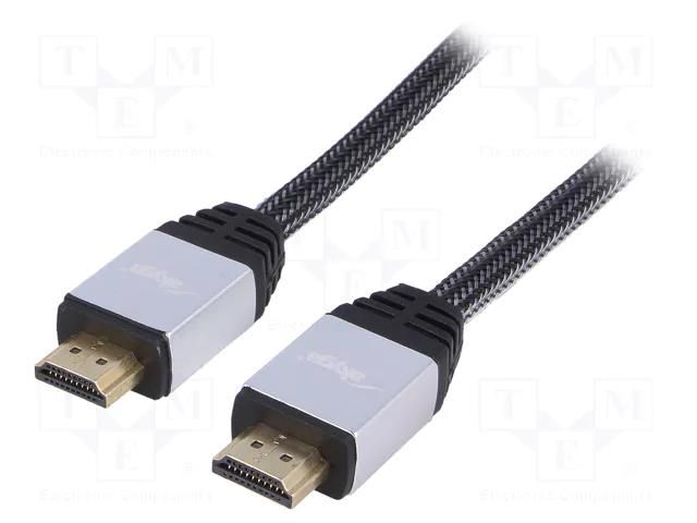 Cable; HDMI plug,both sides; textile; 3m; black; HDMI 2.0 AKYGA AK-HD-30P