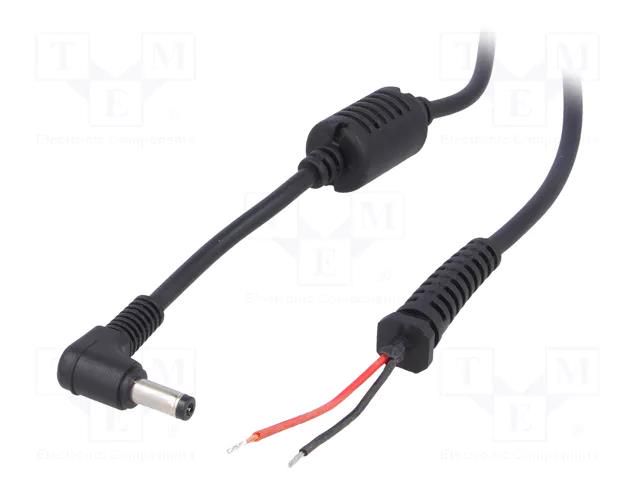 Cable; 2x0.5mm2; wires,DC 4,8/1,7 plug; angled; black; 1.2m AKYGA AK-SC-04