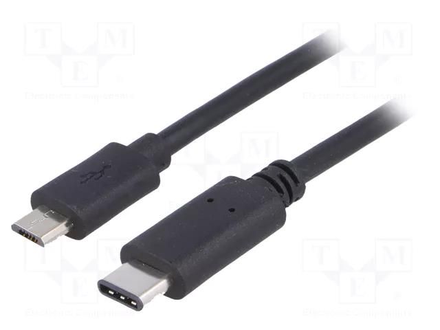 Cable; USB 2.0; USB B micro plug,USB C plug; nickel plated; 1m AKYGA AK-USB-16