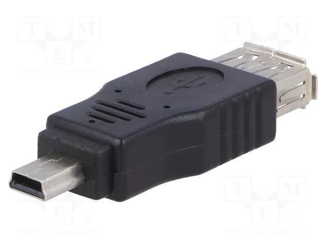 Adapter; OTG,USB 2.0; USB A socket,USB B mini plug; black AKYGA AK-AD-07