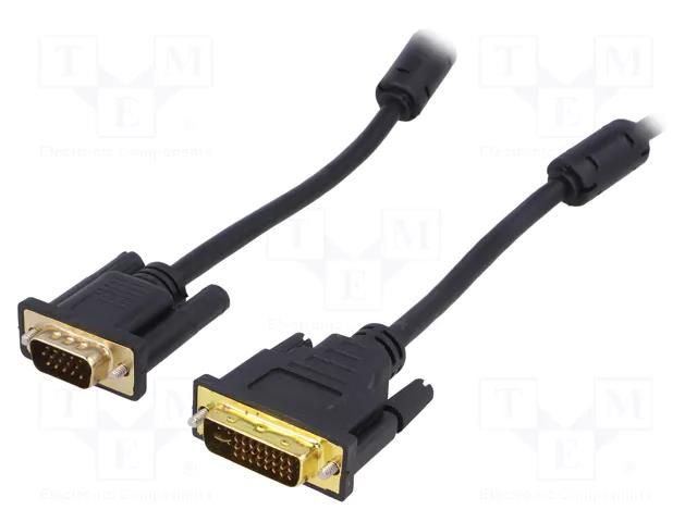 Cable; D-Sub 15pin HD plug,DVI-I (24+5) plug; 1.8m; black AKYGA AK-AV-03