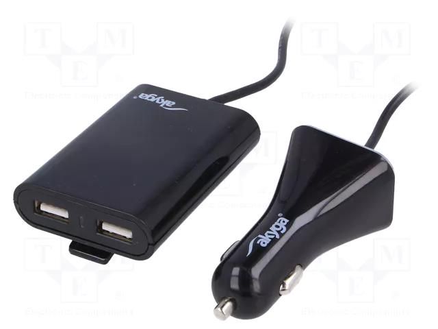 USB power supply; USB A socket x4; Sup.volt: 12÷24VDC; black AKYGA AK-CH-10