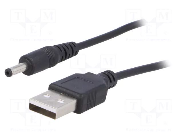 Cable; USB A plug,DC 3,5/1,35 plug; straight; black; 0.8m; 5÷50°C AKYGA AK-DC-03