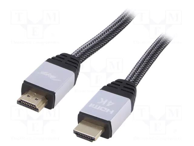 Cable; HDMI plug,both sides; textile; HDMI 2.0; 10m; black AKYGA AK-HD-100P