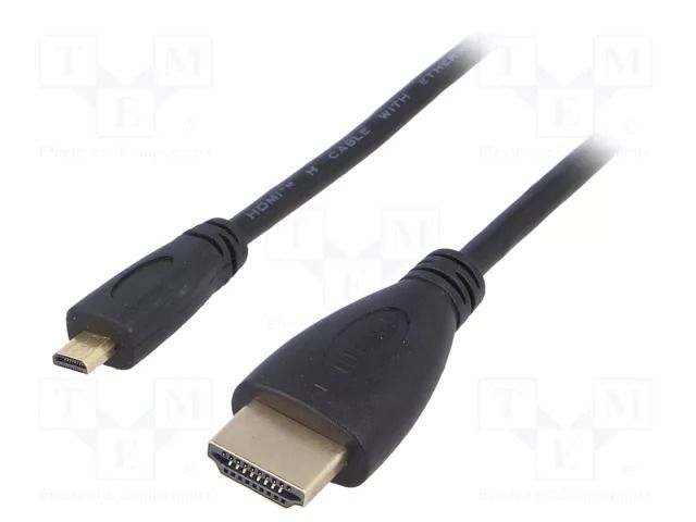 Cable; HDMI plug,micro HDMI plug; HDMI 1.4; 1.5m; black AKYGA AK-HD-15R
