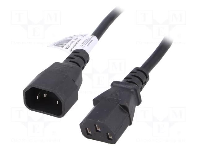 Cable; 3x0.75mm2; IEC C13 female,IEC C14 male; PVC; 3m; black; 10A AKYGA AK-PC-07A