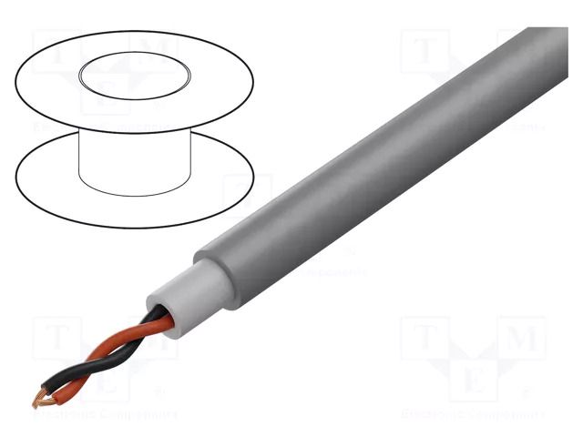 Wire: loudspeaker cable; 2x2.5mm2; stranded; OFC; grey; unshielded TASKER TAS-C276-GY