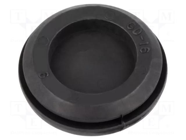 Grommet; with bulkhead; Ømount.hole: 22.5mm; Øhole: 16mm; black TRELLEBORG T-GD16