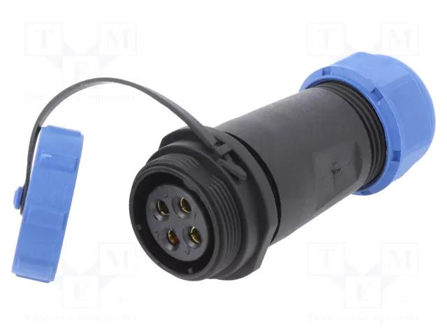 Connector: circular; male + female; PIN: 4; 3A; IP67; 500V CONNFLY DS1110-27-4BU8