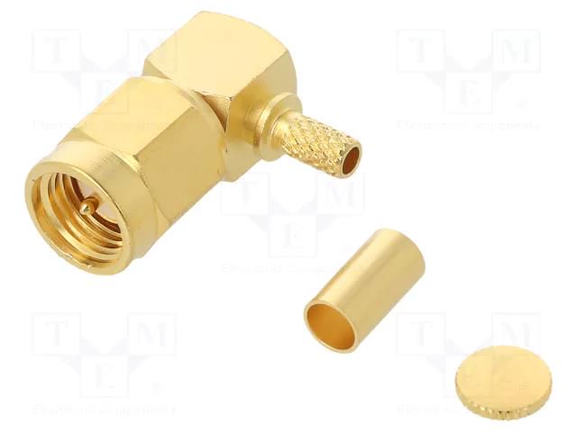 Connector: SMA; plug; male; angled 90°; 50Ω; soldering,crimped TELEGÄRTNER J01150A0061