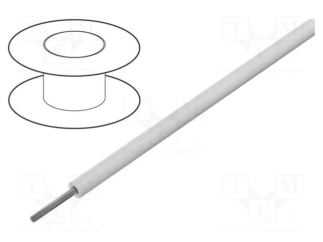 Wire; HookUp Wire; stranded; Cu; 18AWG; PVC; white; 300V; 30.5m ALPHA WIRE 421816-WH005