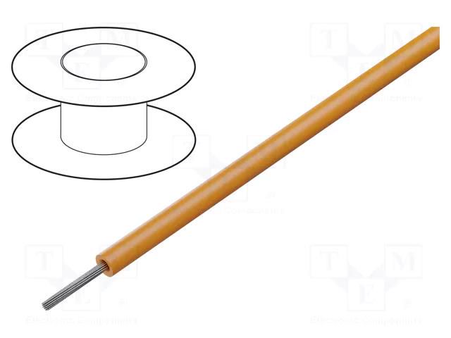Wire; ThermoThin; stranded; Cu; 28AWG; PFA; orange; 600V; 30.5m ALPHA WIRE 2628-OR005