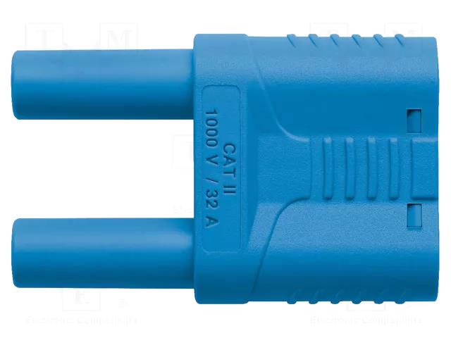 Connector: 4mm banana; stackable safety shunt; 32A; 1kVAC; blue SCHÜTZINGER SKURZ610019-4NI-BL