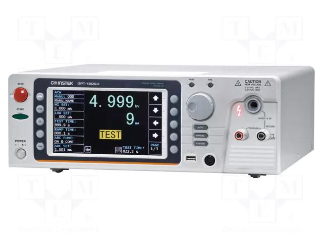 Safety tester; Insulation R range: 1÷2000MΩ,9500MΩ; True RMS AC GW INSTEK GPT-12003