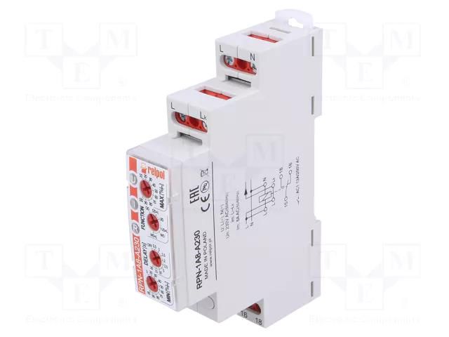 Current monitoring relay; AC current; 230VAC; RPN-1A; SPDT; IP20 RELPOL RPN-1A8-A230