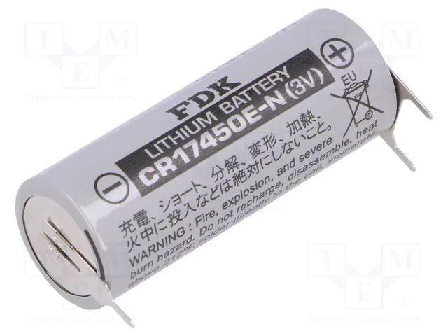 Battery: lithium; 4/5A,CR8L; 3V; 2600mAh; non-rechargeable FDK BAT-CR17450E-N-3PF