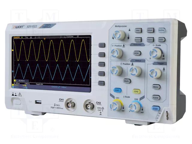 Oscilloscope: digital; Ch: 2; 20MHz; 100Msps; 10kpts; LCD 7"; SDS OWON SDS1022