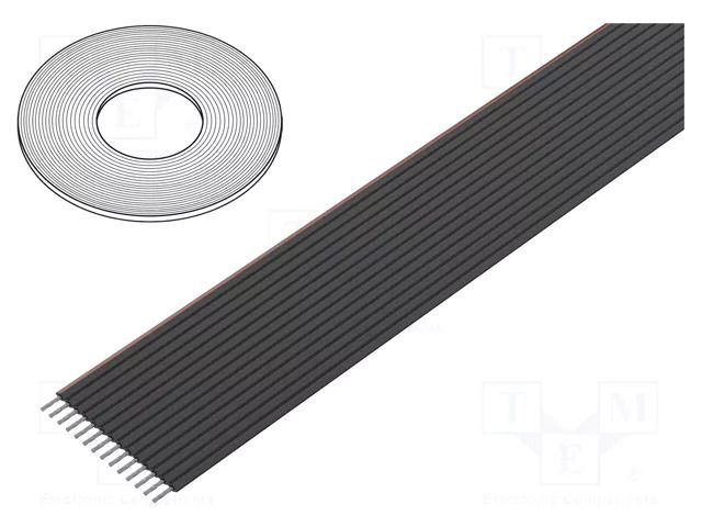 Wire: ribbon; 1.27mm; stranded; Cu; unshielded; PVC; black; 30.5m 3M 3319-14