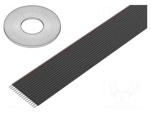 Wire: ribbon; 1.27mm; stranded; Cu; unshielded; PVC; black; 30.5m 3M 3319-15