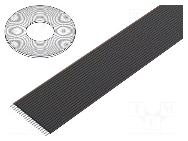 Wire: ribbon; 1mm; stranded; Cu; unshielded; PVC; black; 100m 3M 3250-100M-20