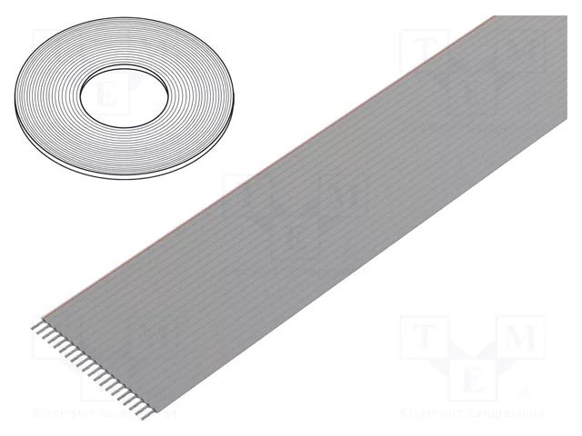 Wire: ribbon; 1mm; stranded; Cu; unshielded; PVC; grey; 30m; 44x28AWG 3M 3625-44