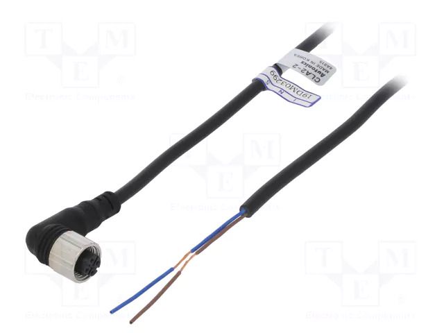 Cable: for sensors/automation; M12; PIN: 2; angled; 2m; plug; CL AUTONICS CLA2-2