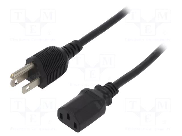 Cable; 3x18AWG; IEC C13 female,NEMA 5-15 (B) plug; 1.8m; black LOGILINK CP099