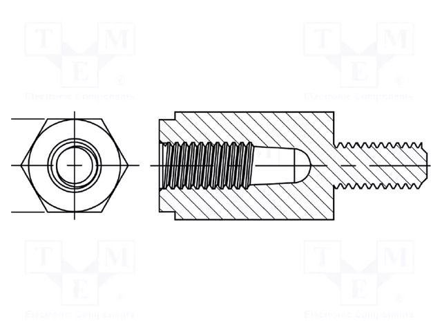 Spacer sleeve; hexagonal; polyamide 66; M4; M4; L: 8mm; natural DREMEC DR8G509V42138