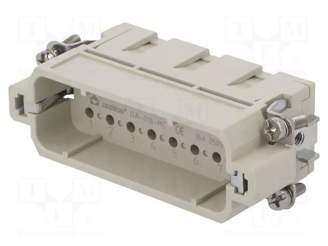Connector: HDC; contact insert; male; DA; PIN: 16; 16+PE; size D16A DEGSON ELECTRONICS DA-016-MC