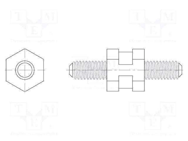 Spacer sleeve; hexagonal; polyamide 66; M3; L: 25mm; black; UL94HB DREMEC DR8G509V40869