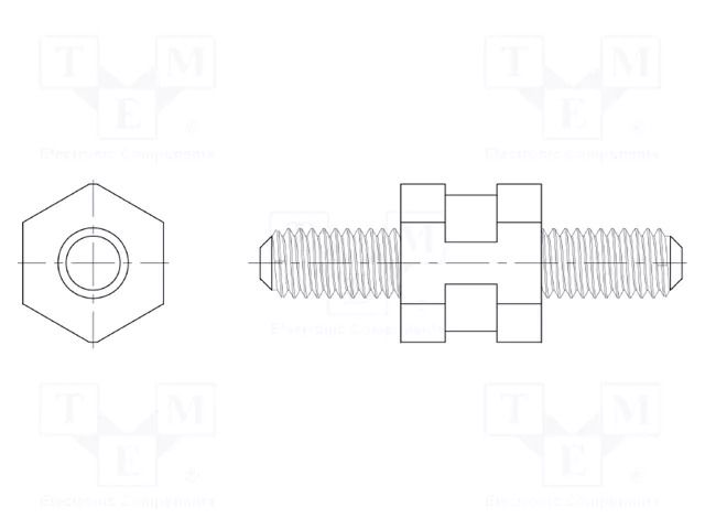 Spacer sleeve; hexagonal; polyamide 66; M4; L: 12mm; black; UL94HB DREMEC DR8G509V42925