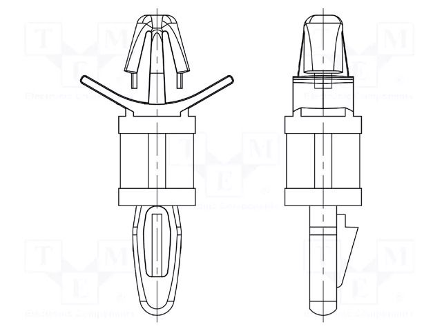 PCB distance; polyamide; L: 28.6mm; snap fastener; natural DREMEC DR8G813V40357