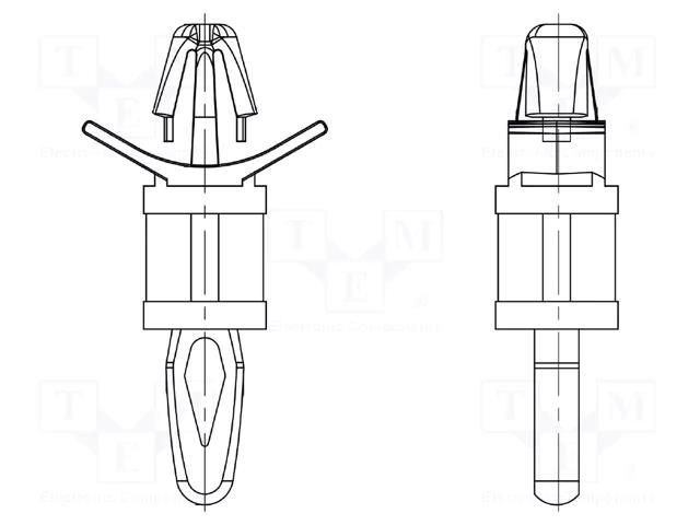 PCB distance; polyamide; L: 6.4mm; snap fastener; natural DREMEC DR8G813V40375