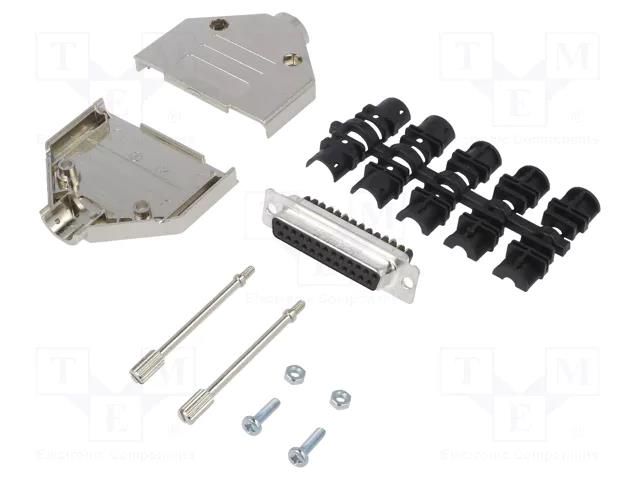 Connector: D-Sub; PIN: 25; female; straight; screw terminal AMPHENOL COMMUNICATIONS SOLUTIONS DTPKM-25FSSC