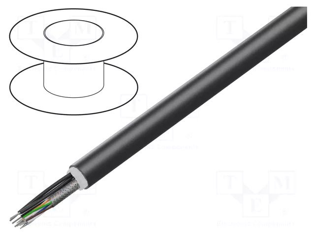Wire: data transmission; hybrid; black; stranded; Cu,tinned; PUR HARTING 09456000342