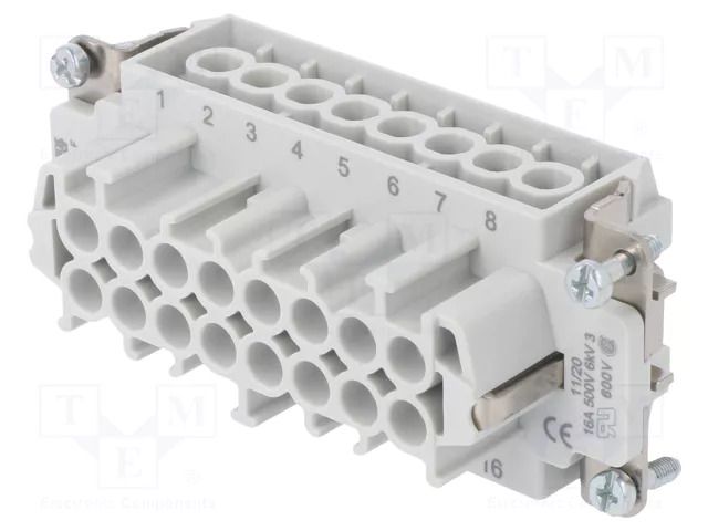 Connector: HDC; contact insert; female; PIN: 16; 16A; 500V; HEAVYCON PHOENIX CONTACT HC-B16-I-UT-F