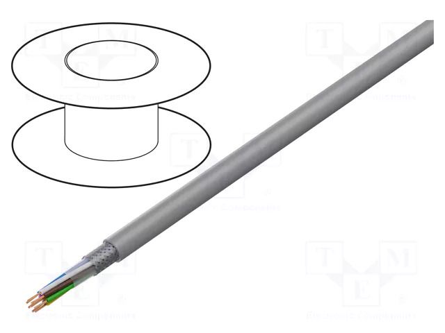 Wire; ELITRONIC® LIYCY; 8x0.14mm2; tinned copper braid; PVC; grey TKD TKD-0500361