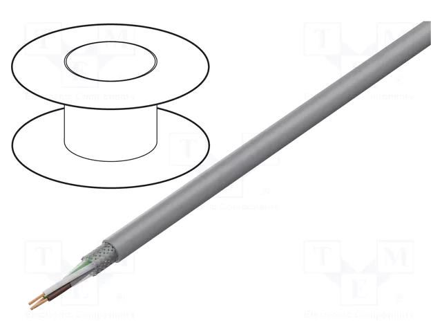 Wire; LiY-CY; 3x1mm2; shielded,tinned copper braid; PVC; grey HELUKABEL LIYCY3X1