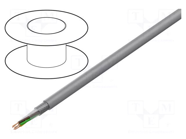 Wire; LiY-CY; 5x0.14mm2; shielded,tinned copper braid; PVC; grey HELUKABEL LIYCY5X0.14