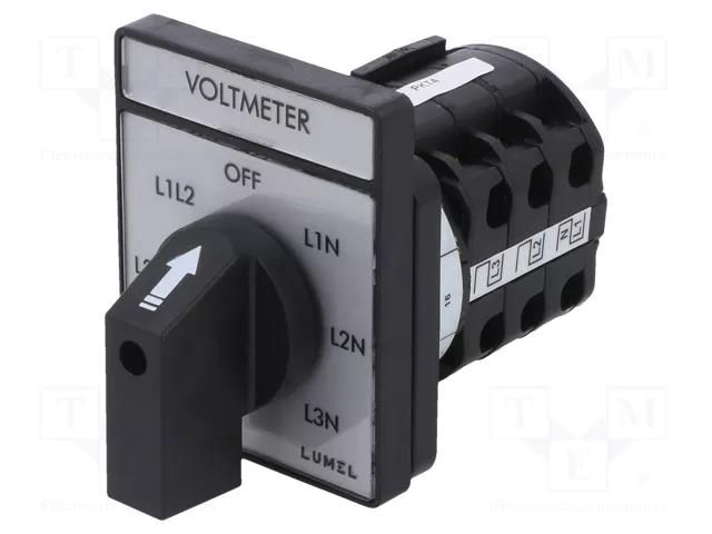 Switch: voltmeter cam switch; Stabl.pos: 7; 16A; for building in LUMEL PKT4-C43LXXXOFA000