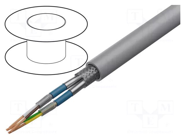 Wire; LiYCY-CY; 2x2x0.25mm2; PVC; grey; 500V; flame retardant HELUKABEL LIYCYCY2X2X0.25