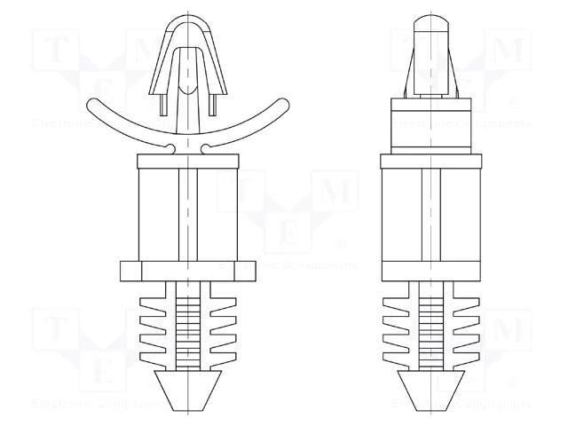 PCB distance; polyamide 66; L: 12.7mm; ribbing rod,snap fastener DREMEC DR8G812V41638