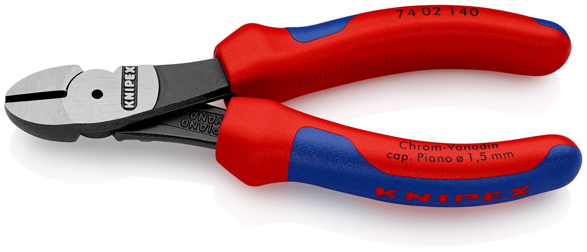 KNIPEX 74 02 140 High Leverage Diagonal Cutter with multi-component handles black atramentized 140 mm 74 02 140 4003773042419