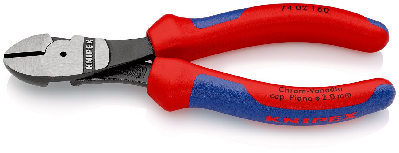 KNIPEX 74 02 160 High Leverage Diagonal Cutter with multi-component handles black atramentized 160 mm 74 02 160 4003773023081