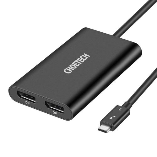 Choetech plug adapter USB Type C Thunderbolt 3 (40Gbps) - 2x DisplayPort 4K 60Hz black (HUB-D03), Choetech 6971824970616 6971824970616